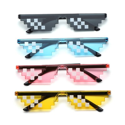 Ochelari de soare amuzanți cu mozaic Pixel, ochelari de soare de modă Thug Life, bărbați, femei, petrecere de aniversare, cosplay, ochelari de robot, accesoriu foto