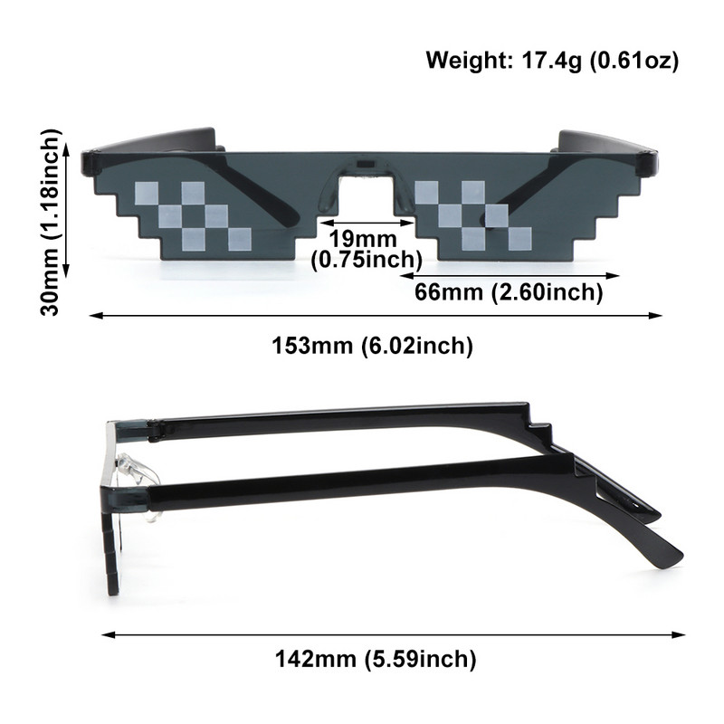 1vnt Juokingi pikselių mozaikiniai akiniai nuo saulės Mados Thug Life Akiniai nuo saulės Vyrų Moterų Gimtadienio vakarėlis Cosplay Gamer Robot Akiniai Nuotraukų Rekvizitas