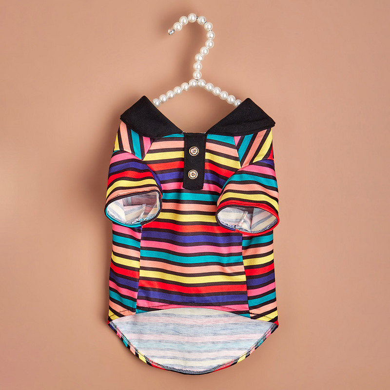 Kisállat kiskutya kutya macska ruhák divat színes csíkos POLO ingek kis közepes kutyáknak tavaszi ősz alkalmi sportruházat felsőruházat