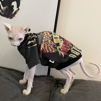 Модни дрехи за котка сфинкс, памучна тениска, пуловер в японски стил, за котка Hireless, палто за котка Девън рекс за лято, пролет, връхни дрехи