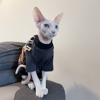Fashion Sphynx Clothes Cat Βαμβακερό μπλουζάκι Πουλόβερ γιαπωνέζικου στυλ για μισθωτή γάτα Παλτό Devon Rex για καλοκαιρινά ανοιξιάτικα ρούχα