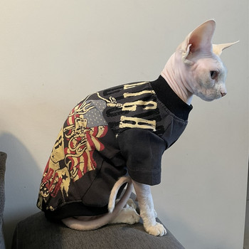Fashion Sphynx Clothes Cat Βαμβακερό μπλουζάκι Πουλόβερ γιαπωνέζικου στυλ για μισθωτή γάτα Παλτό Devon Rex για καλοκαιρινά ανοιξιάτικα ρούχα