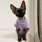 Sfinksa kaķu apģērbs suņu kaķēnu kokvilnas kleita kaķim bez apmatojuma ar piedurknēm salda veste kaķēnu mētelis suņiem vasaras pavasara virsdrēbēm