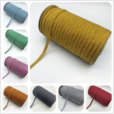 5yards/Lot 6mm Metallic Color Elastic Ribbon Sewing Elastic Band Fiat Rubber Band Waist Band Stretch Rope Elastic Ribbon
