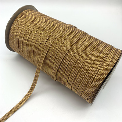 5 jardai / aikštelė 6 mm metalinės spalvos elastinė juostelė siuvimo elastinė juosta Fiat guminė juosta juosmens juosta tempiama virvė elastinga juosta