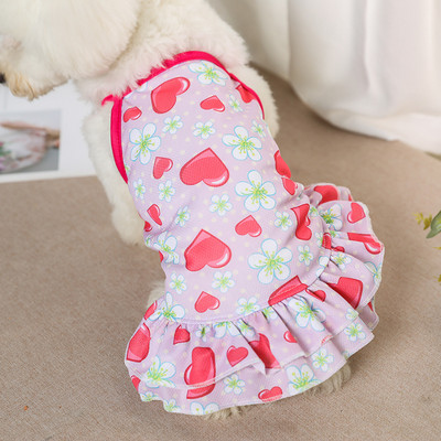 Jauns Animal Print Mājas suņu apģērbs Vasaras forša kleita T-krekli Sling svārki maziem un vidējiem kaķiem, pūdelis mopsiem, vestes krekls