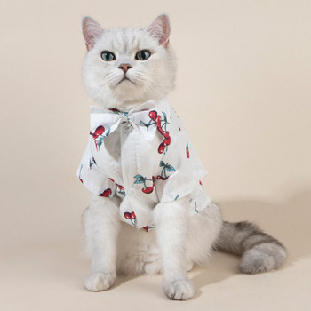 1 комплект риза за кучета и котки със закопчаване с копчета с панделка Дишаща, супер мека, миеща се, не избледняваща комплект летни костюми за домашни любимци