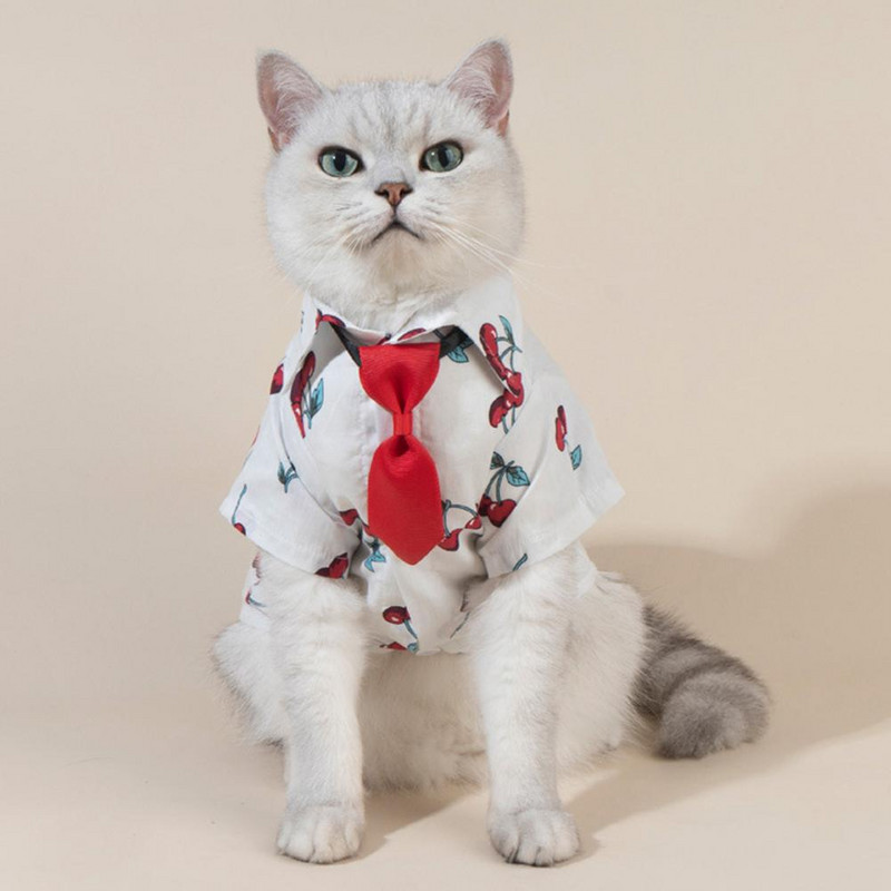 1 komplekts suņa kaķa krekls ar bantveida pogām, elpojošs, īpaši mīksts mazgājams, neizbalējis vasaras mājdzīvnieka kostīmu komplekts
