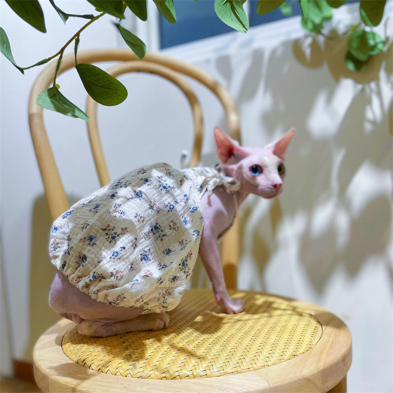 Kaķu drēbes Saldi bikšturi Svārki Kokvilnas puķaini vasaras kleita Sfinksai Kaķim Bez piedurknēm pufīgi svārki kaķēniem Suņiem Mājdzīvnieku piederumi