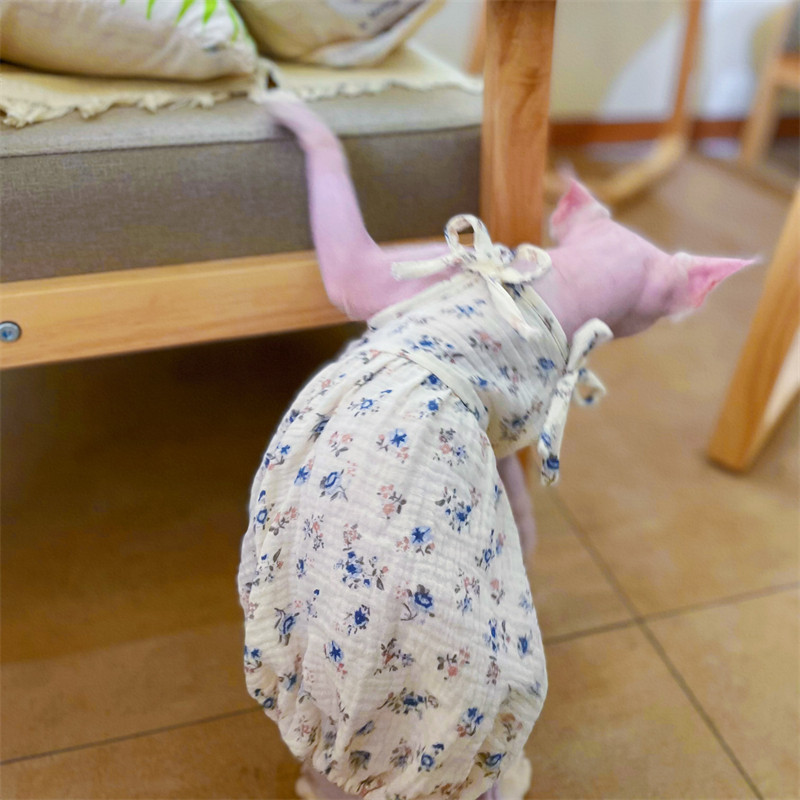 Kaķu drēbes Saldi bikšturi Svārki Kokvilnas puķaini vasaras kleita Sfinksai Kaķim Bez piedurknēm pufīgi svārki kaķēniem Suņiem Mājdzīvnieku piederumi