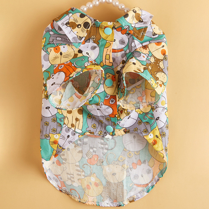 XS-XL Καλοκαιρινά ρούχα για σκύλους Πουκάμισο γάτας Casual χαριτωμένα μπλουζάκια για γάτες Wind Bulldog Pomeranian Ρούχα για κατοικίδια Μοντέρνα καλοκαιρινά δροσερά ρούχα για γάτες