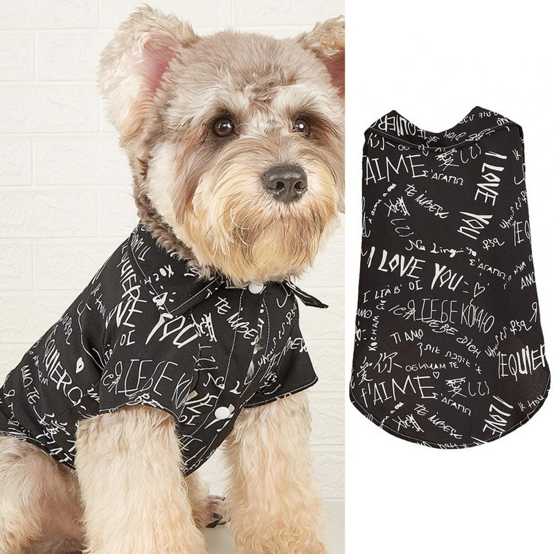 Modes mājdzīvnieku mētelis mazgājams mājdzīvnieku apģērbs Ērts pretgrumbu burvīgs burts kaķiem suņiem apģērbs