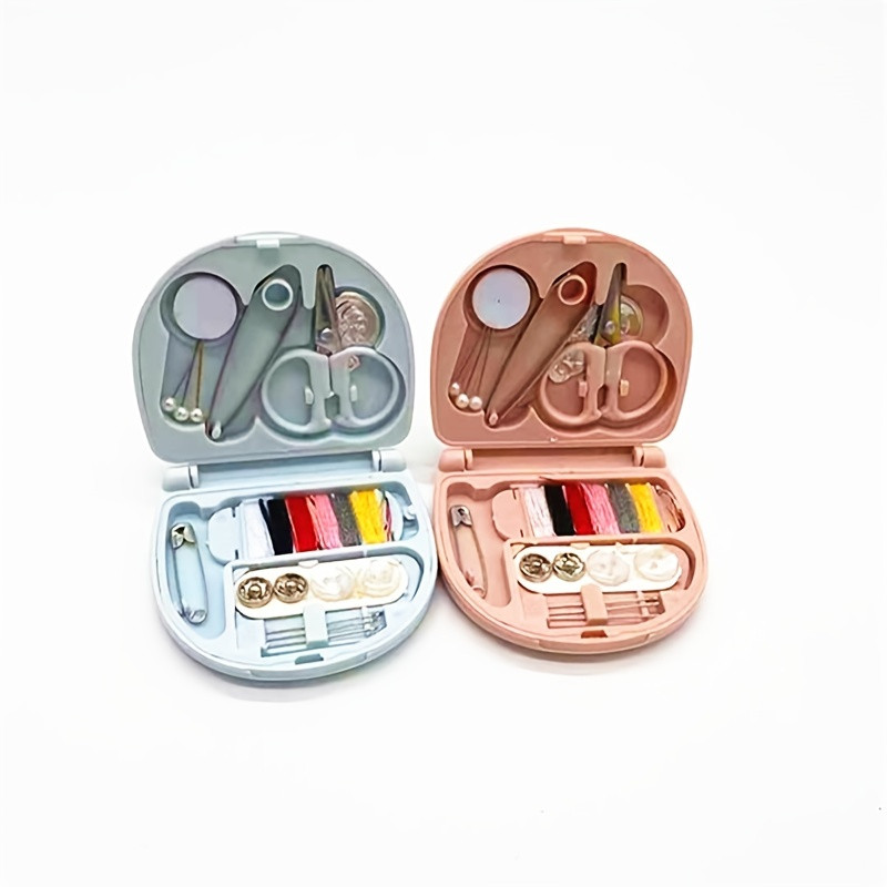 1vnt Mini nešiojama maža siuvimo dėžutė Kelioninis buitinis siuvimo rinkinys siūlų žirklės adatų smeigtukai