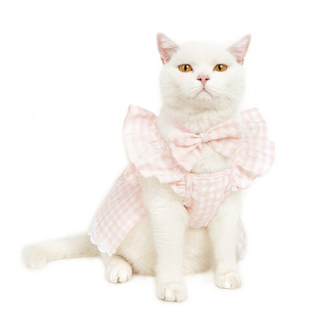 Καλοκαιρινή νέα φούστα με μανίκια ιπτάμενη γάτα παπιγιόν ρούχα για κατοικίδια Teddy Bichon φόρεμα για κουτάβι με δαντέλα κοστούμι με αγκράφα