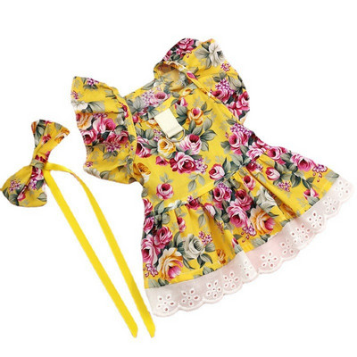 Καλοκαιρινή νέα φούστα με μανίκια ιπτάμενη γάτα παπιγιόν ρούχα για κατοικίδια Teddy Bichon φόρεμα για κουτάβι με δαντέλα κοστούμι με αγκράφα