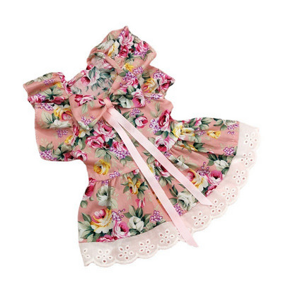 Καλοκαιρινή νέα φούστα με μανίκια ιπτάμενη γάτα παπιγιόν ρούχα για κατοικίδια Teddy Bichon φόρεμα για κουτάβι με δαντέλα κοστούμι με αγκράφα