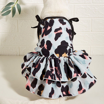 Καλοκαιρινό νέο φόρεμα για κατοικίδια με στάμπα με λεοπάρ φούστα μόδα χαριτωμένα ρούχα για γάτες Κατάλληλα για μικρομεσαία ρούχα για κατοικίδια γάτας