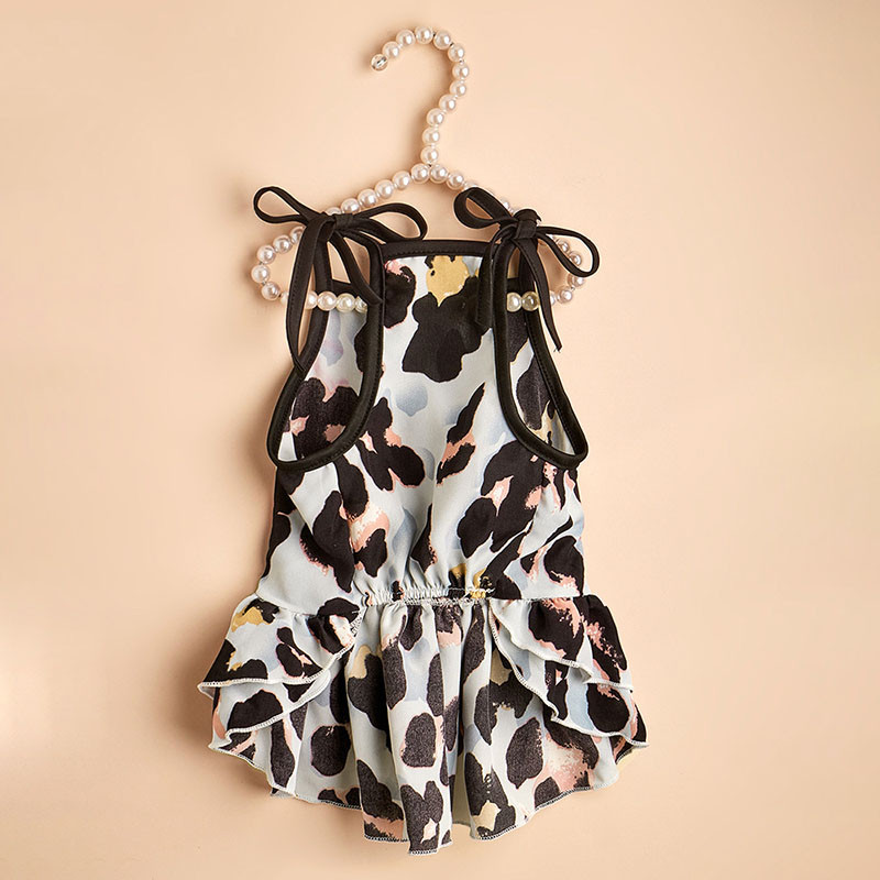 Καλοκαιρινό νέο φόρεμα για κατοικίδια με στάμπα με λεοπάρ φούστα μόδα χαριτωμένα ρούχα για γάτες Κατάλληλα για μικρομεσαία ρούχα για κατοικίδια γάτας