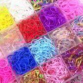 500pcs--2000pcs Πολύχρωμο λαστιχένιο δαχτυλίδι Ελαστικές λωρίδες μιας χρήσης Αλογοουρά Θήκη Λαστιχένια ζώνη Scrunchies Παιδικά αξεσουάρ μαλλιών