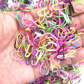 500 бр.--2000 бр. Цветни гумени пръстени Еластични ленти за коса за еднократна употреба, Държач за конска опашка Гумени ленти, Щипки за коса Детски аксесоари за коса