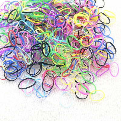 500pcs--2000pcs Πολύχρωμο λαστιχένιο δαχτυλίδι Ελαστικές λωρίδες μιας χρήσης Αλογοουρά Θήκη Λαστιχένια ζώνη Scrunchies Παιδικά αξεσουάρ μαλλιών