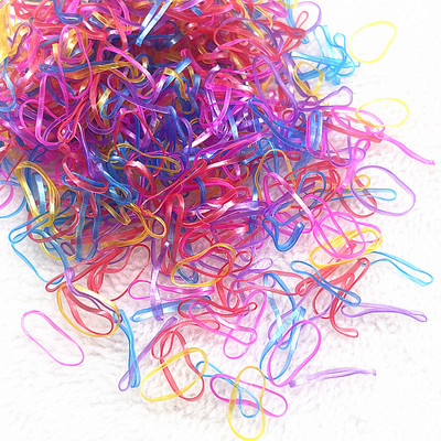 500pcs--2000pcs Πολύχρωμο λαστιχένιο δαχτυλίδι Ελαστικές λωρίδες μιας χρήσης Αλογοουρά Θήκη Λαστιχένια ζώνη Scrunchies Παιδικά αξεσουάρ μαλλιών