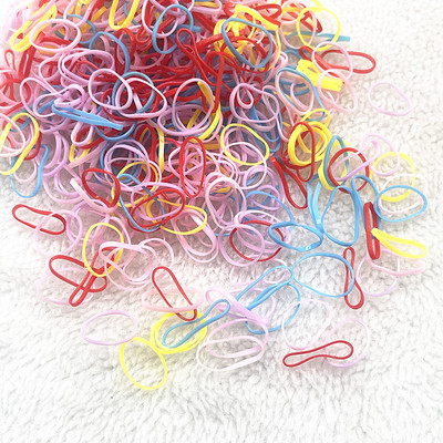 500pcs--2000pcs Πολύχρωμο λαστιχένιο δαχτυλίδι Ελαστικές λωρίδες μιας χρήσης Αλογοουρά Θήκη Λαστιχένια ζώνη Scrunchies Παιδικά αξεσουάρ μαλλιών