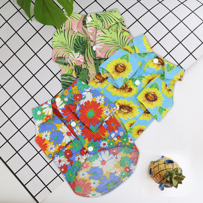 Mājdzīvnieku kaķu krekls Apģērbs Pavasaris Vasara Pludmale Apdrukāts Kaķu T-krekls Veste Ziediem Kaķiem Suņiem T-krekls Mētelis kucēnu kostīms Mājdzīvnieku apģērbs