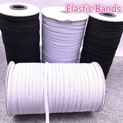 NEW 3/4/5/6/8/10/12mm 5 Yards Hight-Elastic Bands Spool Sewing Band Flat Elastic Cord White and Black Diy Handmade Sewmaterials