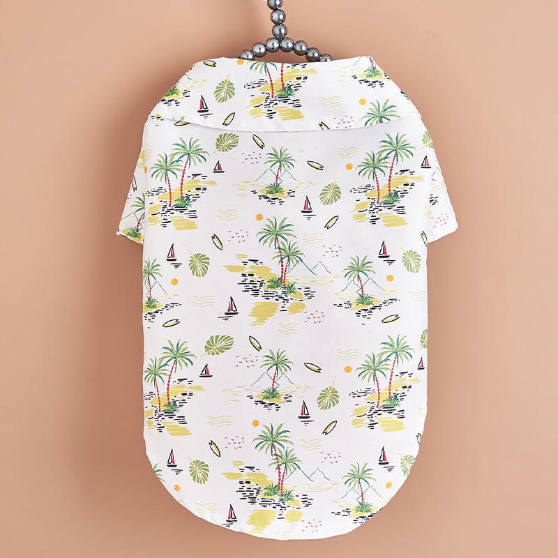 Modes suņu krekls Havajiešu stila suns plāns krekls Vasaras kucēnu drēbes Drukas kaķu krekls Mīksts mājdzīvnieku kaķēnu apģērbs Čihauvas apģērbs