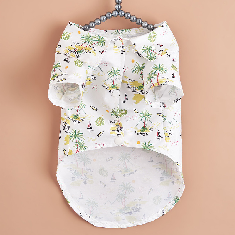 Modes suņu krekls Havajiešu stila suns plāns krekls Vasaras kucēnu drēbes Drukas kaķu krekls Mīksts mājdzīvnieku kaķēnu apģērbs Čihauvas apģērbs