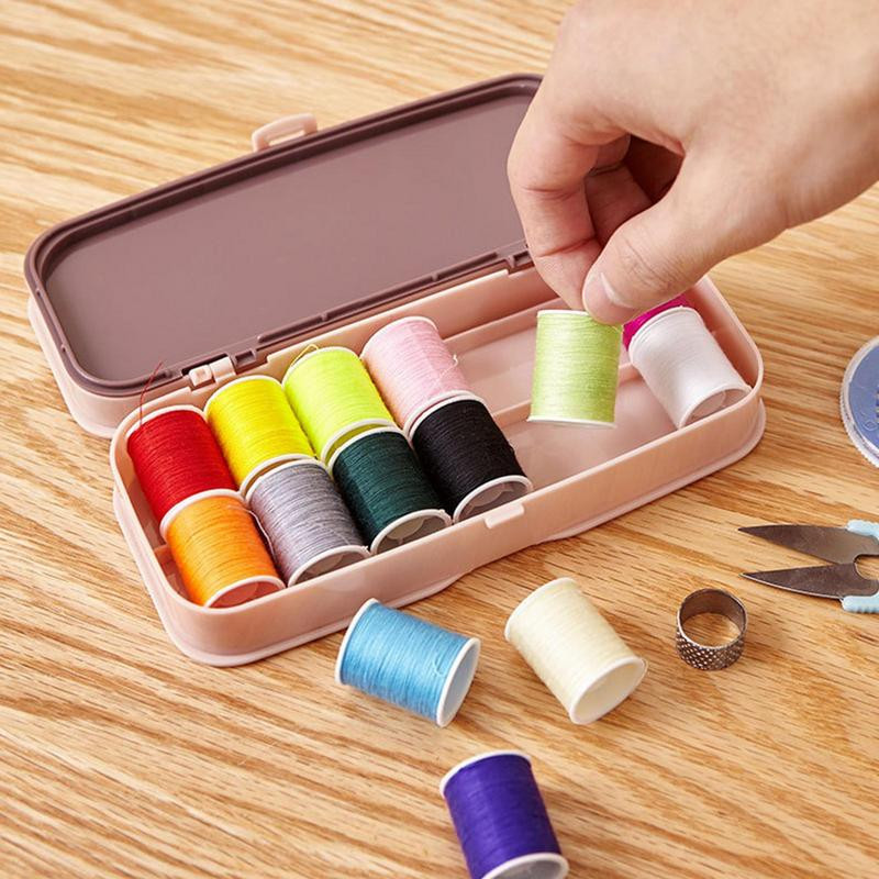 Siuvimo dėžutės organizatorius Kokybiškas nešiojamas dviejų sluoksnių dizaino siuvimo rinkinys Kelioninis siuvimo rinkinys, skirtas naudoti namuose suaugusiems kelionių adatų siūlų rinkinys