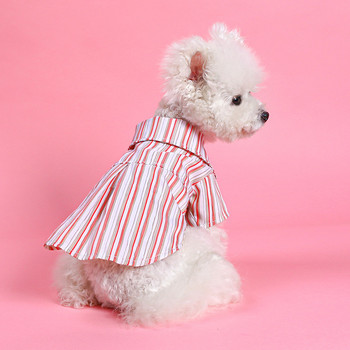 Раирана риза Дрехи за кучета Kawaii Удобни пижами Дрехи за малки кучета Котка Корейска мода Пролет Лято Kawaii Продукти за домашни любимци