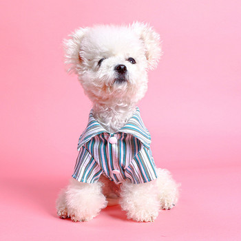 Раирана риза Дрехи за кучета Kawaii Удобни пижами Дрехи за малки кучета Котка Корейска мода Пролет Лято Kawaii Продукти за домашни любимци