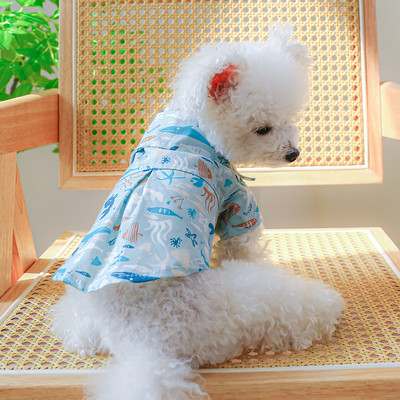 Csíkos ing Kutyaruházat Kawaii Kényelmes Pizsama Kiskutyák Ruházat Macska koreai divat Tavasz nyár Kawaii kisállat termékek