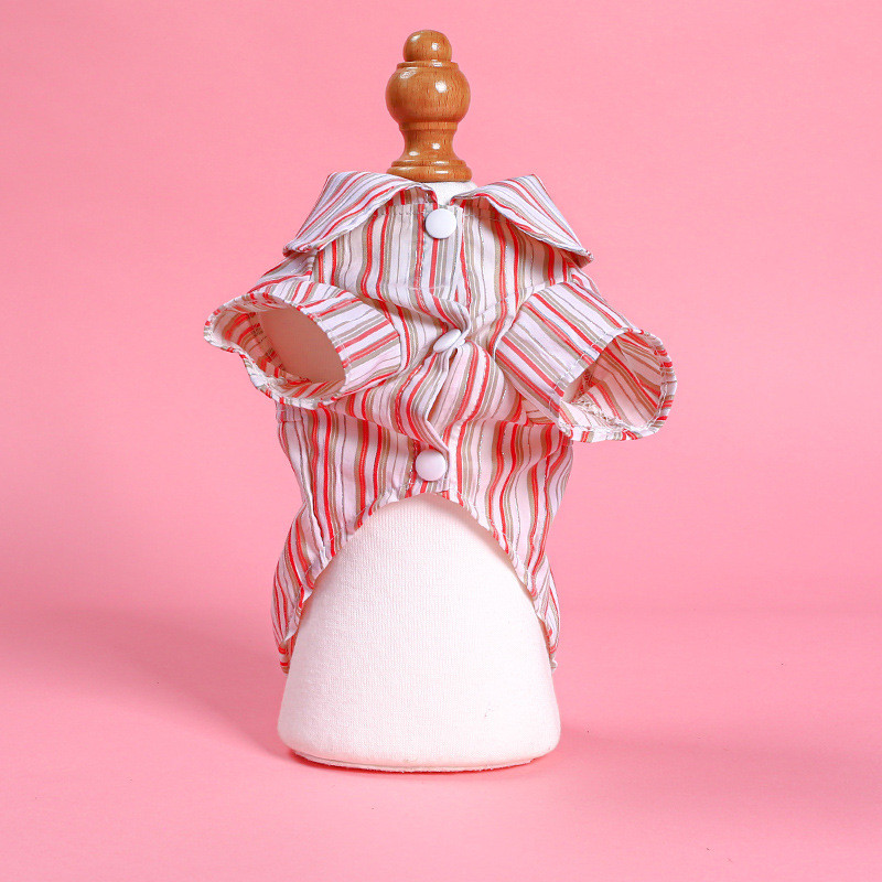 Csíkos ing Kutyaruházat Kawaii Kényelmes Pizsama Kiskutyák Ruházat Macska koreai divat Tavasz nyár Kawaii kisállat termékek