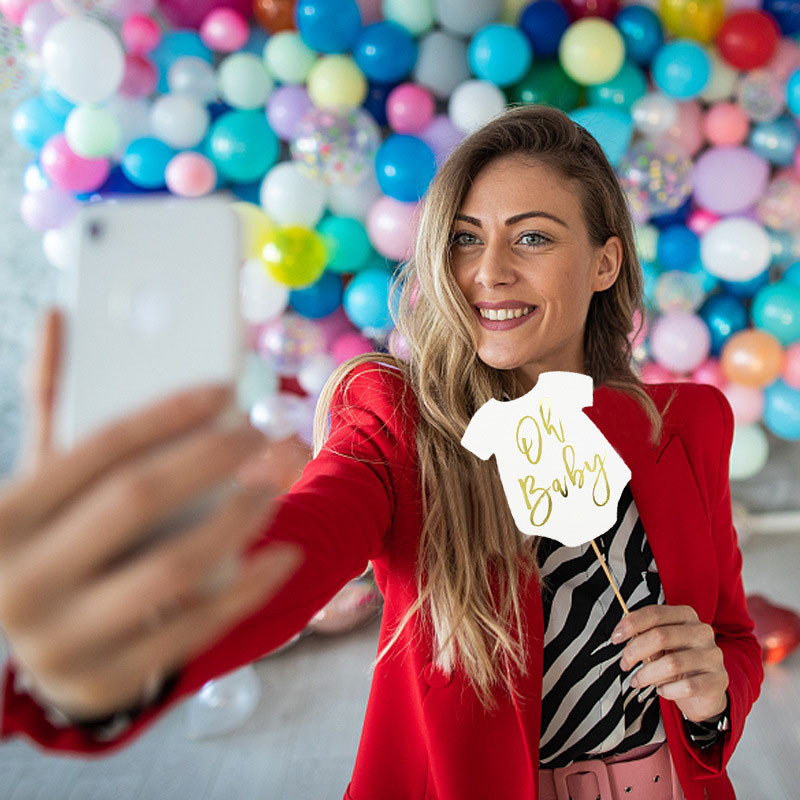 10db Baby Shower Születésnapi party Photo Booth kellékek Dekoráció Oh Baby Photobooth a nemek feltárásához 1. Event Party kellékek