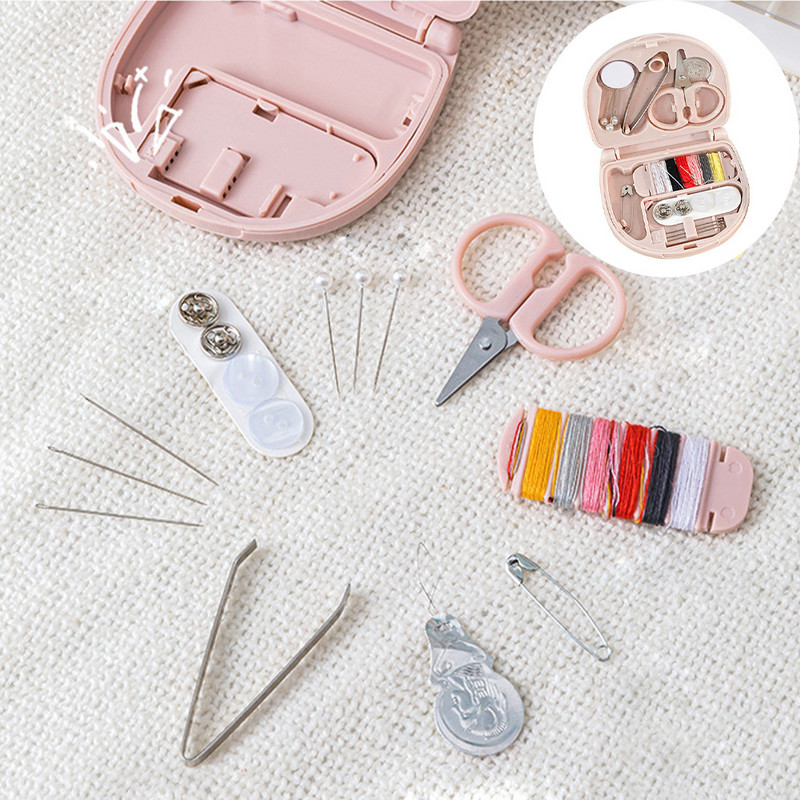1 rinkinys Mygtukai Smeigtukai Sandėliavimo dėžutės Siuvimo dėžutė Buitinė nešiojamasis kelioninis mini siuvimo rinkinys žirklinis antpirštis adatų siūlų dėžutės rinkinys