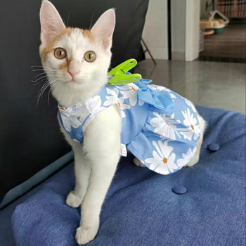 Καλοκαιρινή λεπτή φούστα γάτας Sphynx Φόρεμα χαριτωμένη στάμπα Ρούχα για κατοικίδια για γάτες Gotas Garfield Katten Kleding Suit Vestidos mascota sukienki