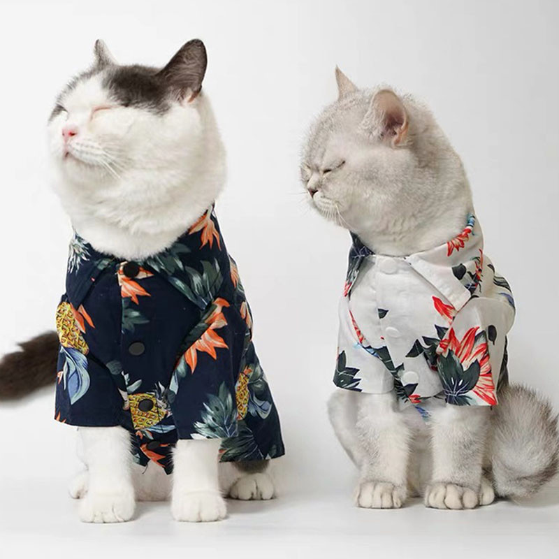 Vasaras mājdzīvnieku apdrukas drēbes suņiem Ziedu pludmales krekls jakas Suņu mētelis kucēnu kostīms kaķis pavasara apģērbs mājdzīvnieku tērpi