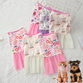 Vasaras salda multfilma, apdrukāta mājdzīvnieku suņu kleita Jauka čivavas princeses sieta svārki mājdzīvnieku kleita maziem un vidējiem suņiem kāzu kleitām