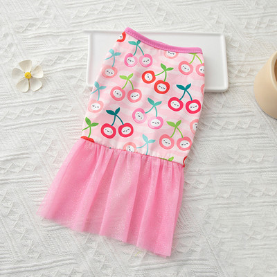 Vasaras salda multfilma, apdrukāta mājdzīvnieku suņu kleita Jauka čivavas princeses sieta svārki mājdzīvnieku kleita maziem un vidējiem suņiem kāzu kleitām