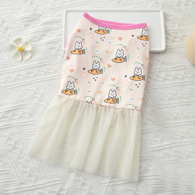 Vasaras salda multfilma, apdrukāta mājdzīvnieku suņu kleita Jauka čivavas princeses sieta svārki mājdzīvnieku kleita maziem un vidējiem suņiem kāzu kleitām