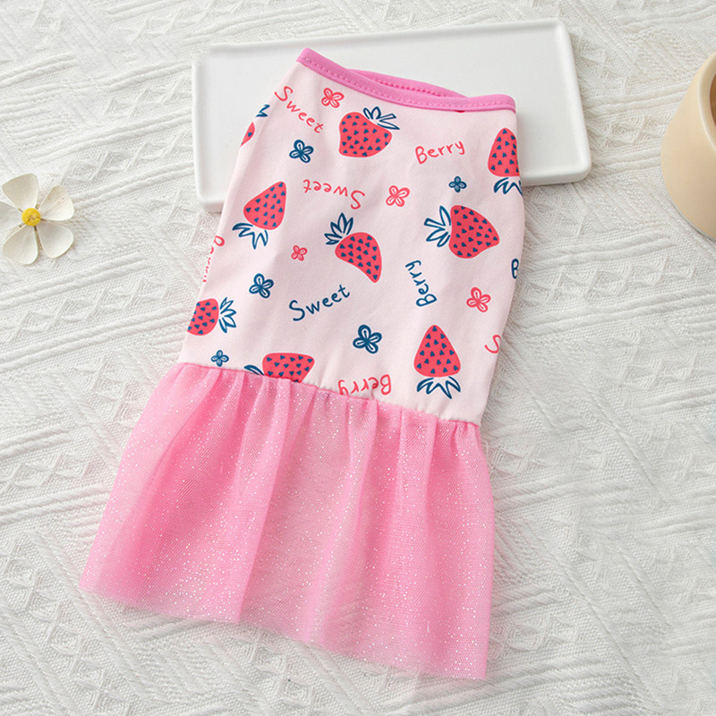 Vasaras salda multfilma, apdrukāta mājdzīvnieku suņu kleita Jauka čivavas princeses sieta svārki mājdzīvnieku kleita maziem un vidējiem suņiem kāzu kleitām