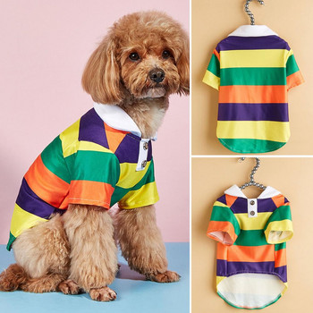 Πουκάμισο σκύλου με κολάρο με πέτο Αξιολάτρευτο καλοκαιρινό φόρεμα για κατοικίδιο σκύλος γάτα με δύο πόδια Ρίγες πουκάμισο για γάτα καθημερινά ρούχα