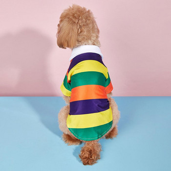 Πουκάμισο σκύλου με κολάρο με πέτο Αξιολάτρευτο καλοκαιρινό φόρεμα για κατοικίδιο σκύλος γάτα με δύο πόδια Ρίγες πουκάμισο για γάτα καθημερινά ρούχα