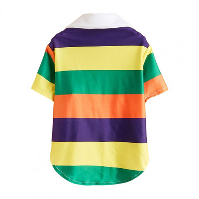 Suņa krekls Atloka apkakle Apburoša kleita Vasaras mājdzīvnieks suns kaķis Divas kājas Svītras Apģērbs Kaķu krekls Ikdienas valkāšanai