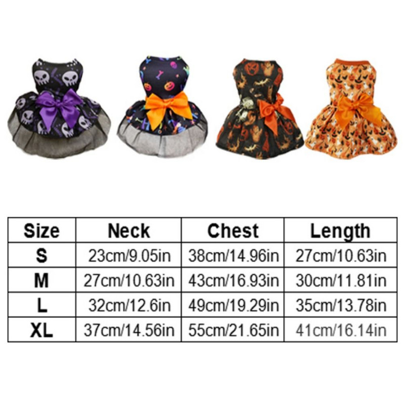 Poliestera Helovīna suņu apģērbi Mājdzīvnieku tērpi Galvaskausa/ķirbja raksts Elpojošs suns Sikspārņu kleita Mīksta suns Ķirbju kleita Helovīna