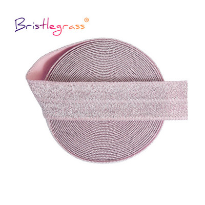 BRISTLEGRASS 2 5 10 ярда 3/4" 20 mm сребърен блясък Soild Foldover Elastic FOE Spandex лента лента за коса лента за глава Направи си сам шевна обшивка