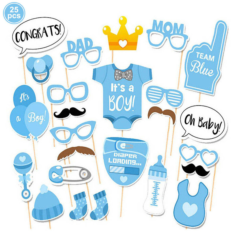 Zēna vai meitenes dzimums, atklāj ballīti Foto kabīne Bērnu dušas dekorēšana Tā ir zēna rekvizītu rāmis Laipni lūgti mājas piederumi